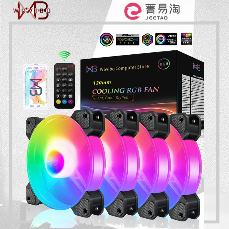 

Wovibo Computer Case 120mm CPU Fan RGB 6PIN Colorful Lamp Radiator Cooler Mute PC 5V DC ARGB Ventilador Chassis Fans Aura Sync