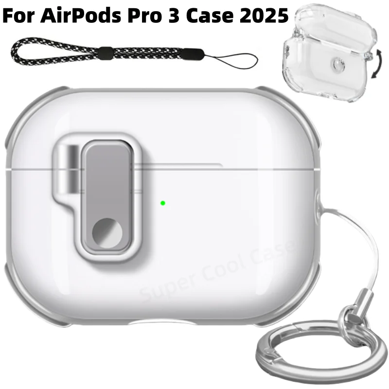 Transparent TPU Earphone Case with Secure Lock and Lanyard