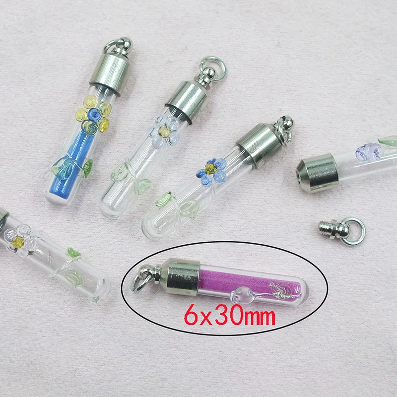 

200P/LOT Glass bottle 6X30MM Outshine others VIAL PENDANT BOTTLE fit necklace
