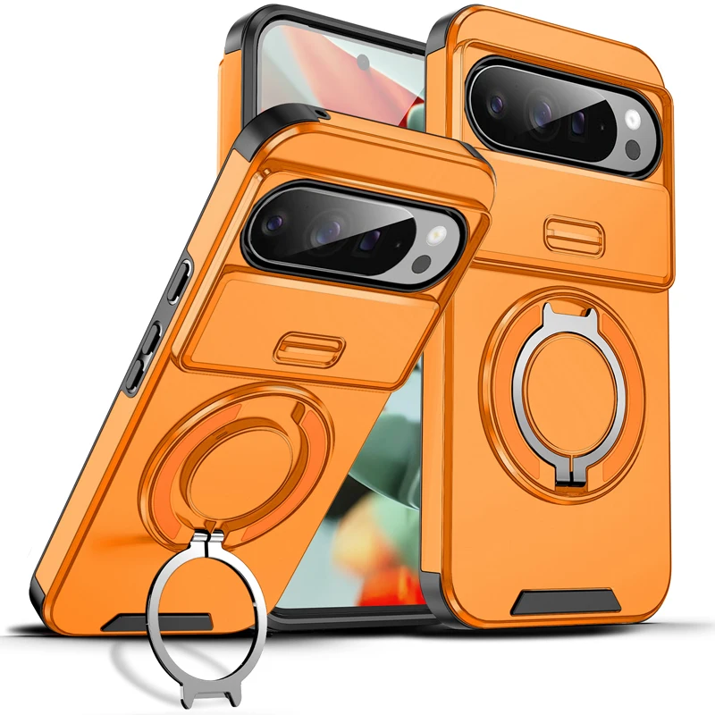 Enhanced Magnetic Shockproof Phone Case with Rotating Ring and Non-Slip Grip