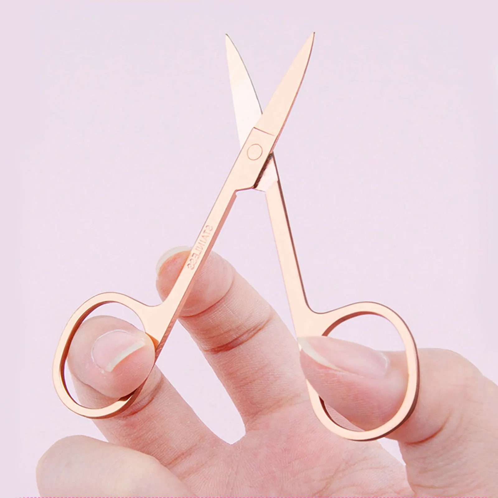 1Pcs stainless steel Eyebrow Scissor Electroplated Rose Gold Mini scissors Makeup Eyelash Trimmer Facial Beauty Scissors 6