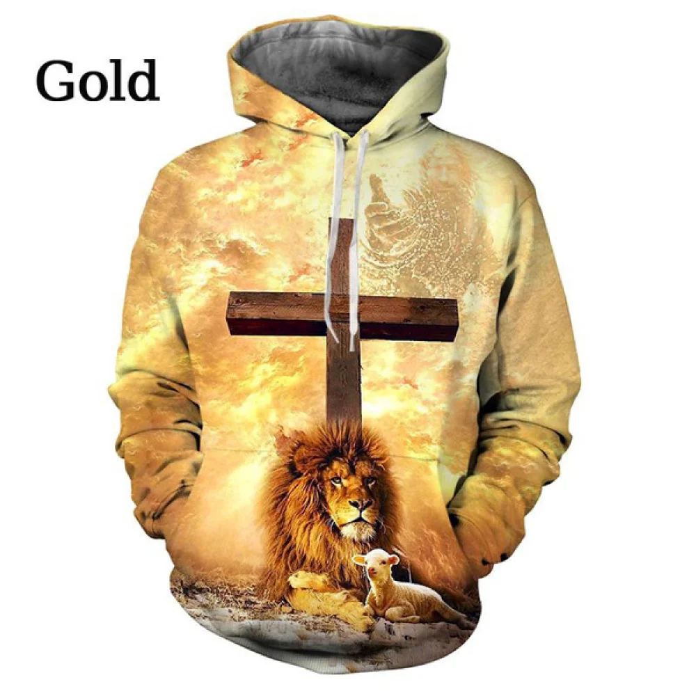 Fashion 3d Hoodie Christian Jesus Cross Pattern Sweatshirts Casual Long Sleeve Pullover Harajuku Streetwear Hoodies