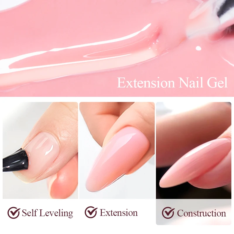 MEET ACROSS 20ml Pink Clear Nude Extension Gel Nail Polish Nail Supplies Semi Permanent UV Gel LED Hard Gel Nail Art Varnish S9dba53b64aa4421082d3fc457b767332C