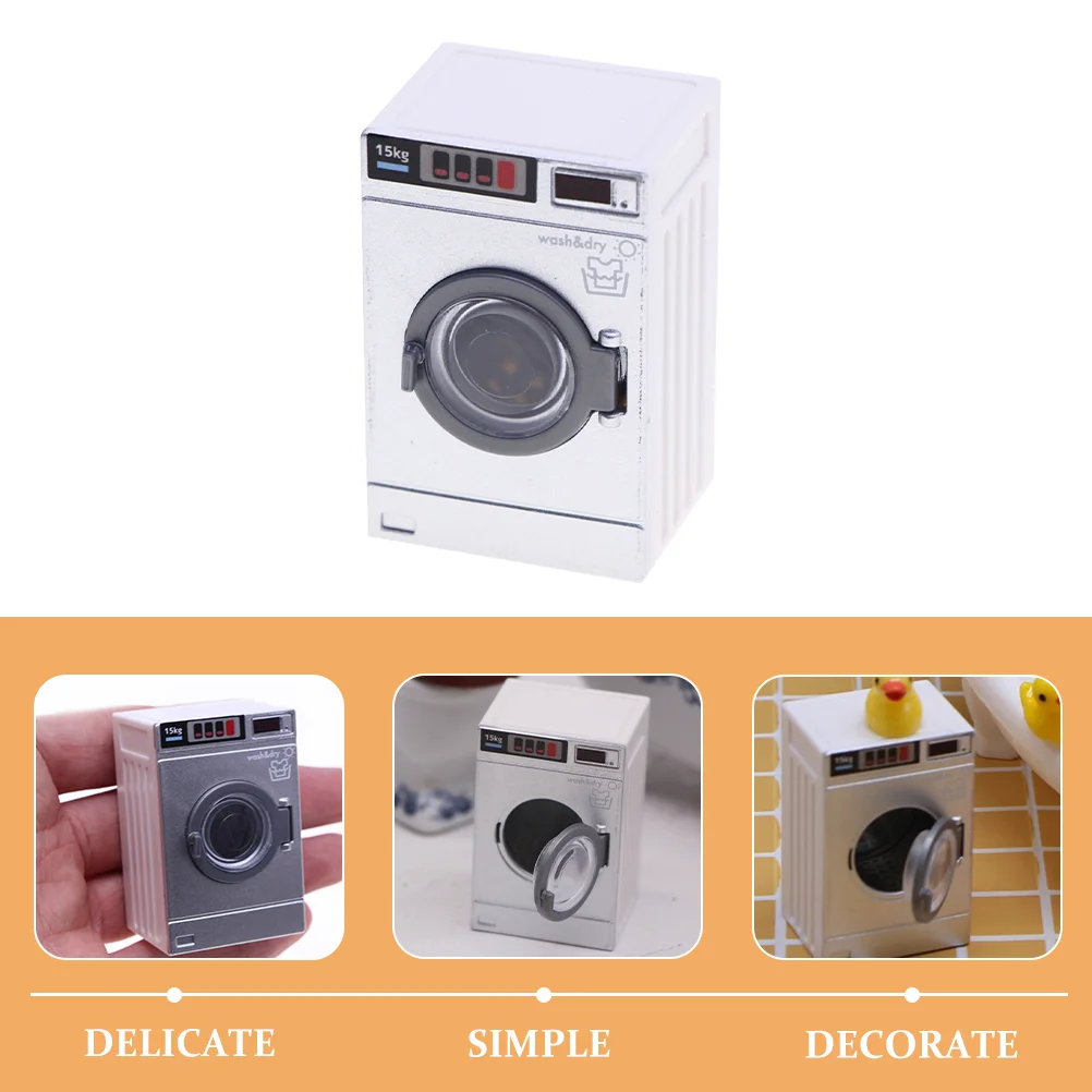Power Washer Mini Washing Machine Model Toy Dollhouse Laundry Room Furniture Kids Set Dryer Playset Photo Baby Child