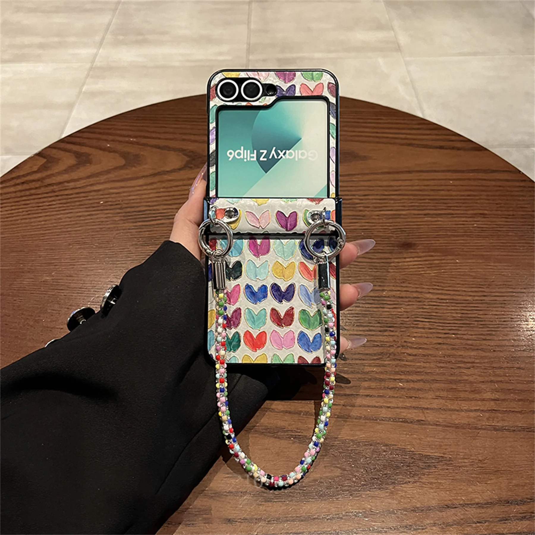 Cute Colorful Love Heart Phone Case with Bracelet