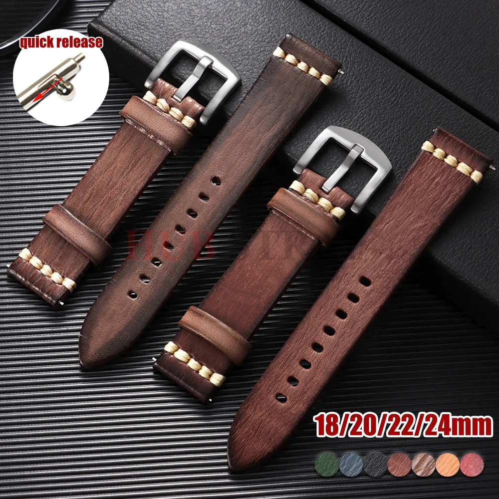 Handmade Retro Italian Leather Business Universal Watch Strap - Premium Cowhide Band