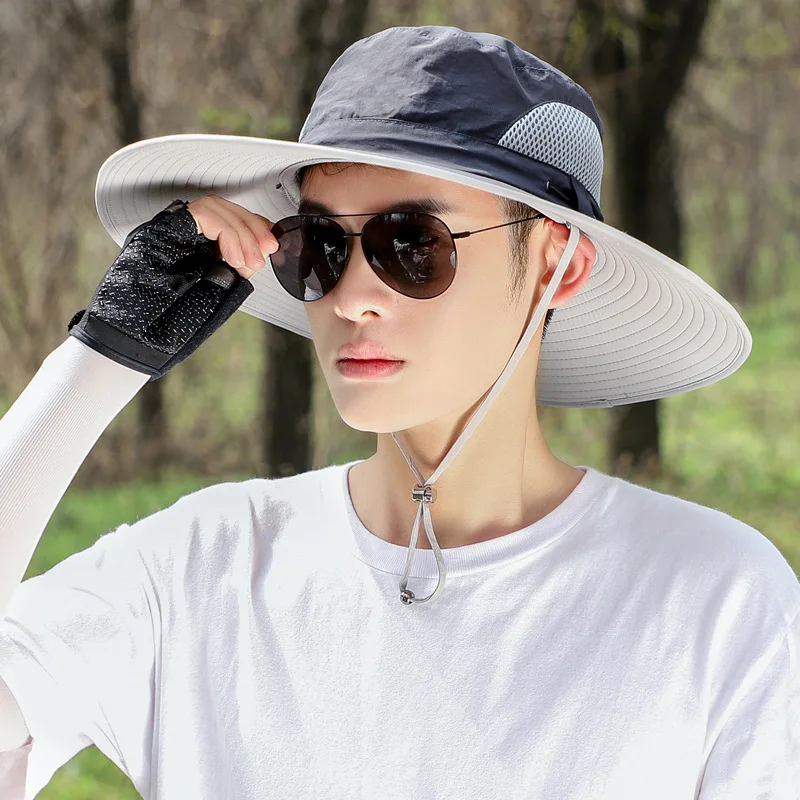 Big Face Significantly Thin Big Head Around The Hat fisherman's Cap Plus Size Large Size Wide Brim Male Sun Hats Cover Facek 5
