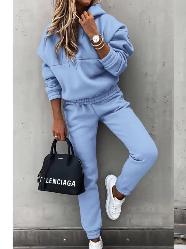 Women Two Piece Set Tracksuit Solid Color Suit 2025 Autumn Trouser Suits Female Sweatshirt Sports Hoodie Sportswear Pants Sets - Image 2