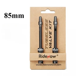 Ridenow Tubeless Anodized Aluminum Bicycle Presta Valve with Removable Core (85mm black)