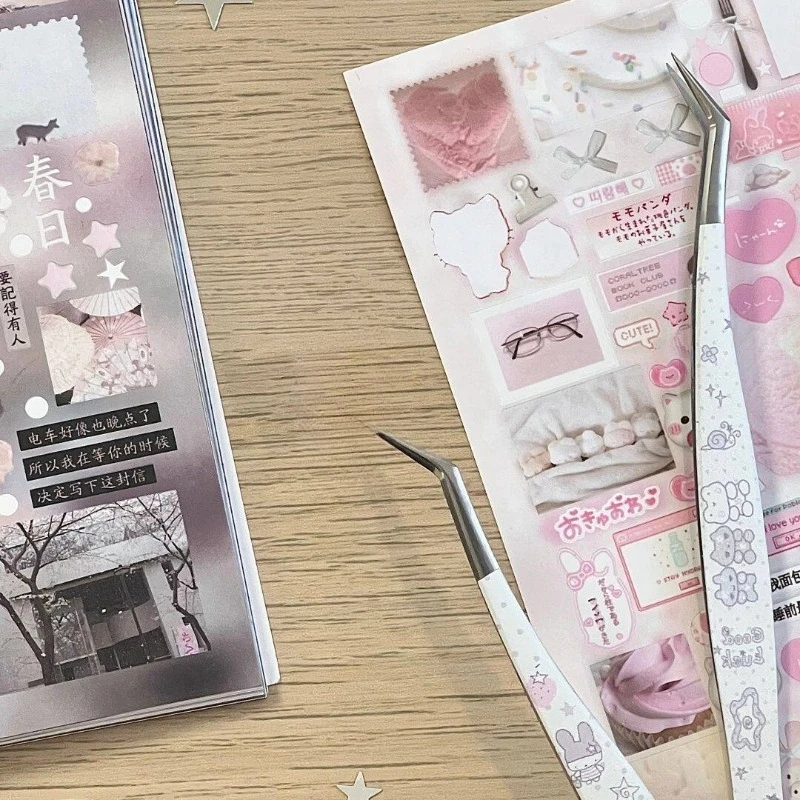 레트로 귀여운 동물 문구류 핀셋 학생들을 위한 다기능 DIY 스크랩북 스티커 테이프 도구 카와이 문구류 핀셋