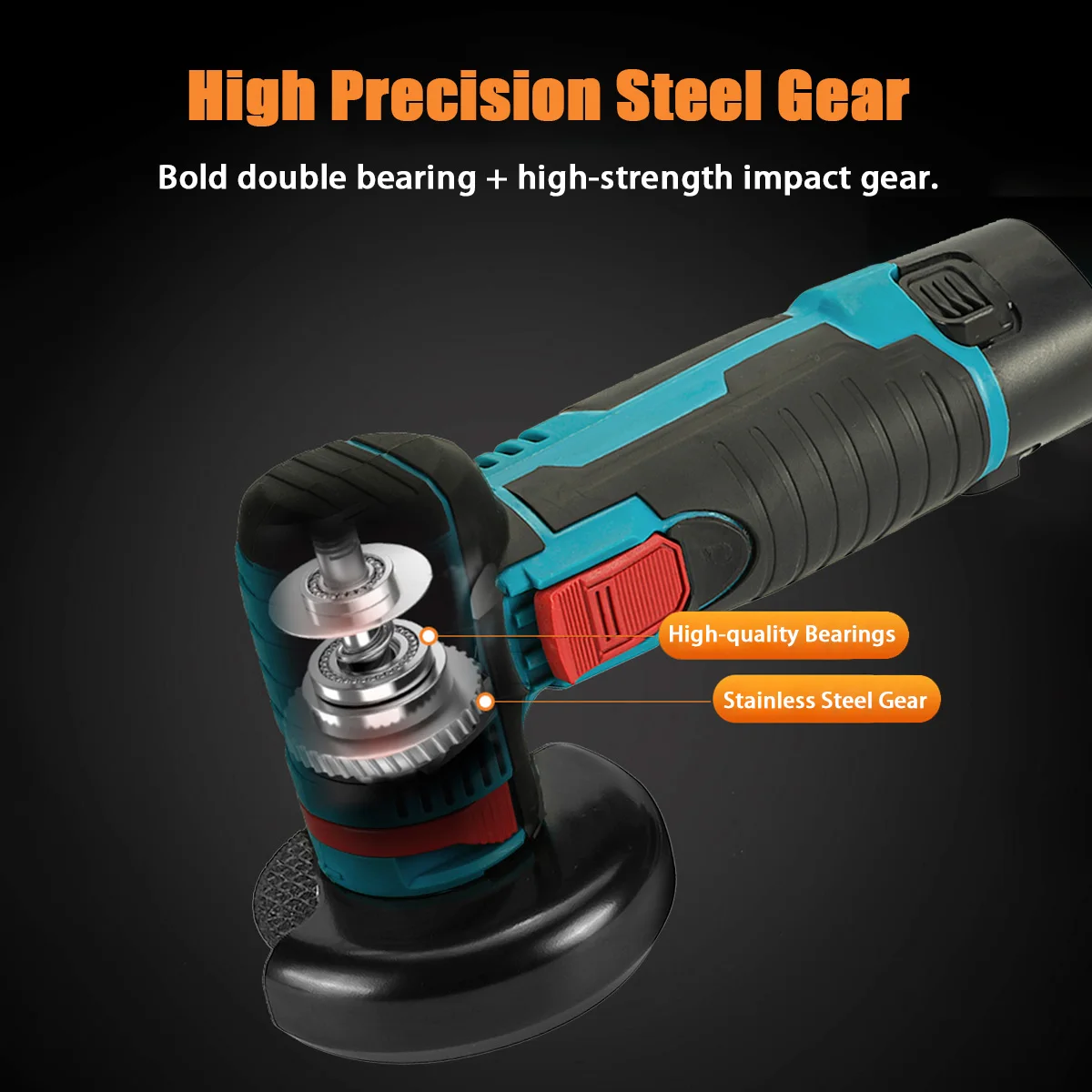

Angle Grinder 800W 12V 19500RPM Brushless Cordless Angle Grinder Polishing Machine + 2 Batteries 12000mAh Diamond Cutting Wheel