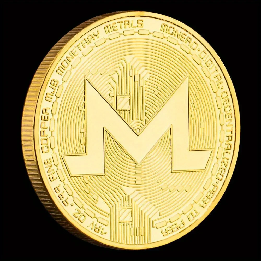 Golden Plated Monero Commemorative Souvenir Coin - Cryptocurrency Collector's Item
