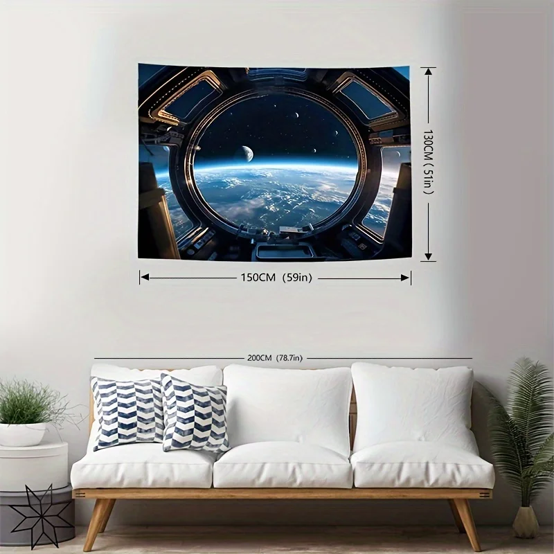 Sci-fi Space Planet Tapestry Polyester Free Installation Kit for Home & Party Decor