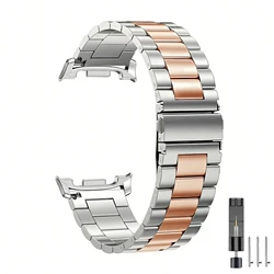 Premium Stainless Steel Bracelet for Smartwatch - Elegant Metal Strap (Silver Rose Gold)