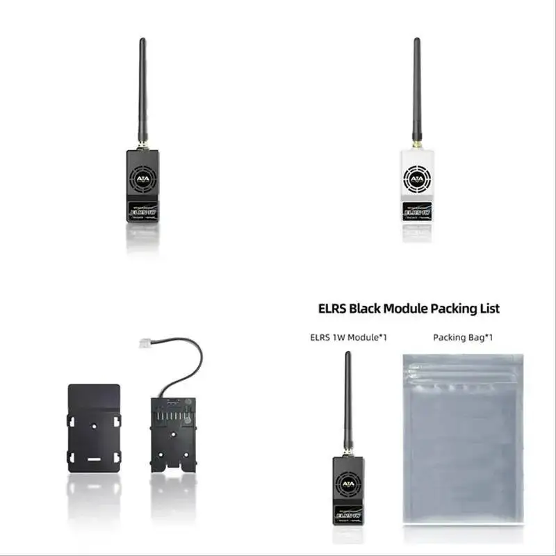 Module émetteur-récepteur ELRS 2.4G pour radiocommande RC, installé sur une base de radiocommande.