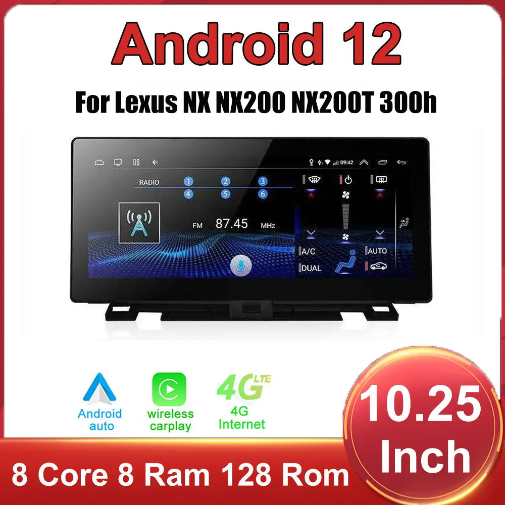 

For Lexus NX NX200 NX200T 300h Android 12 Touch Screen Auto Carplay Monitors Multimedia Player Speacker Stereo Radio