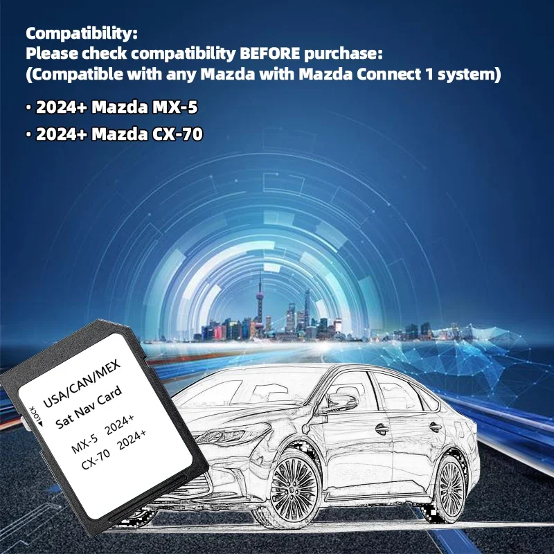 Version USA/CAN/MEX Maps Connect 1 system Navigation SD Card North America GPS 16GB for Mazda CX-70 MX-5 Car Sat Nav Update