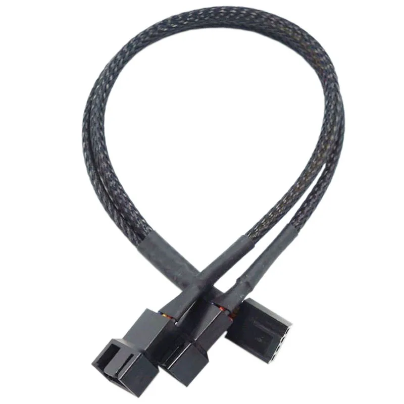 Pwm Fan Cable 4 Pin 1 To 2/3/4 Ways Splitter Black Sleeved 27cm Extension Cable Connector PWM Extension Cables