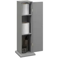 Homcom Toilet Paper Cabinet, Small Bathroom Corner Floor Cabinet with Doors and Shelves, Thin Storage Bathroom Organizer, Gray 1