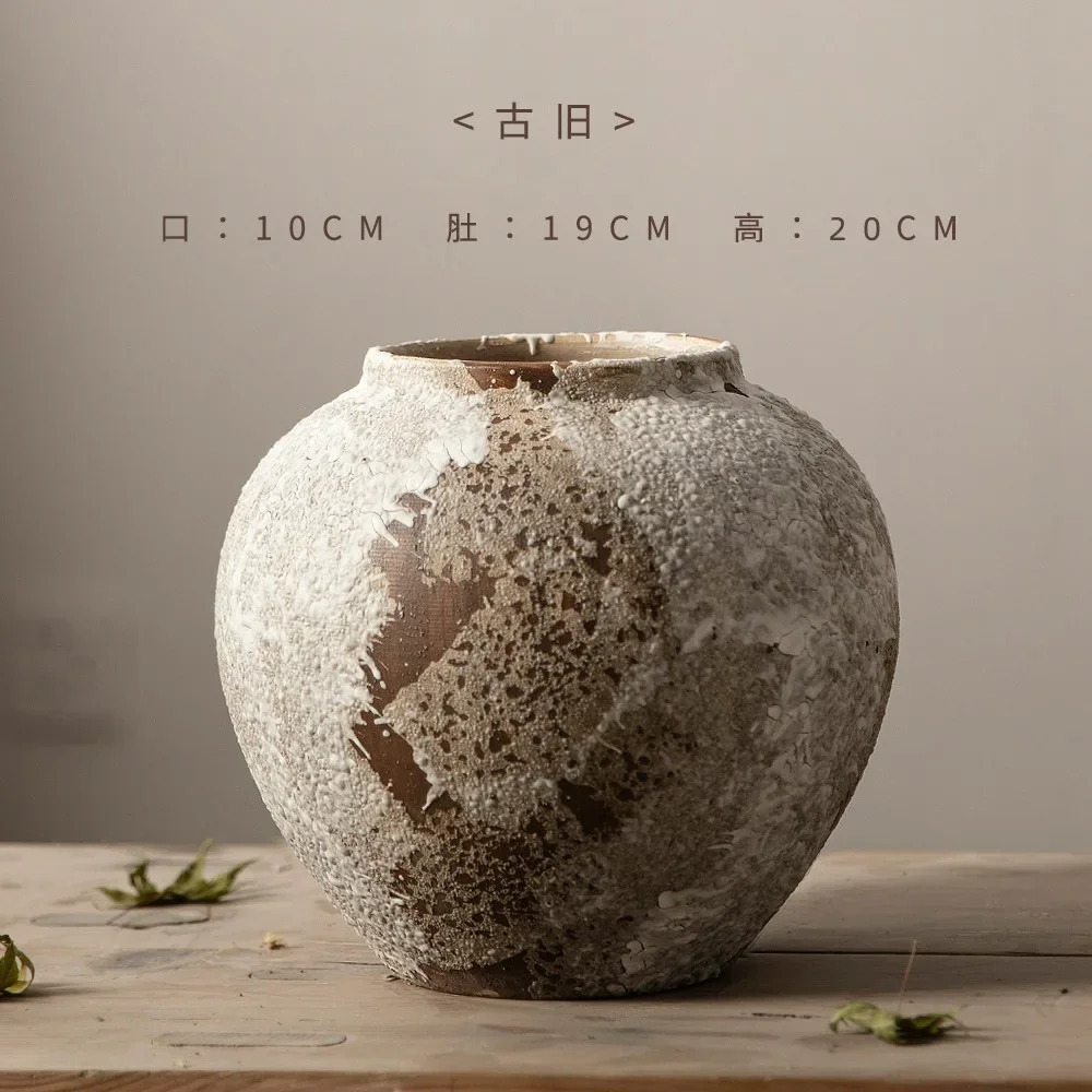 Retro New Chinese Pottery Pot Wabi-sabi Wind Decoration Ornament Flower Arrangement Hydroponic Ceramic Vase 6