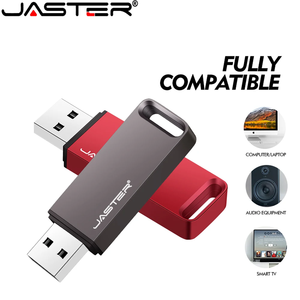 

JASTER Black Metal USB Flash Drive 128GB Free Custom Logo Memory Stick 64GB Real Capacity Pen Drive 32GB Free Key Chain U Disk