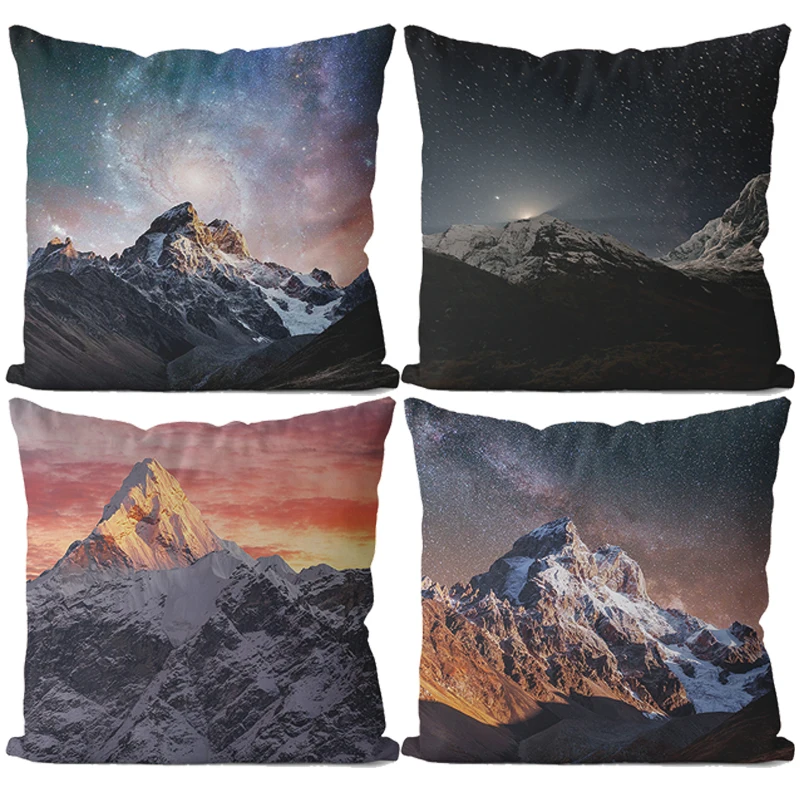 

Snowy Mountain Astral Pattern Printed Sofa Square Pillowslip Soft Polyester Cushion Cover Pillowcase Living Room Home Decor