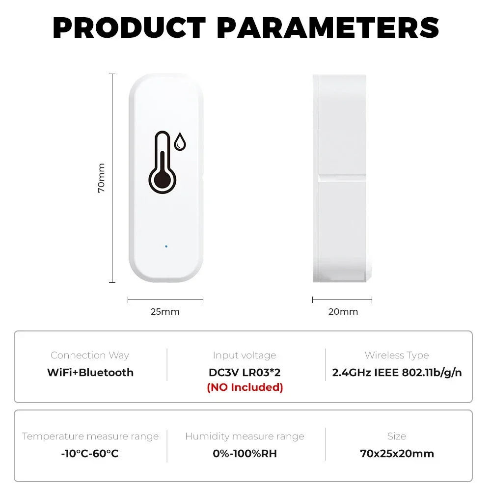 Tuya Smart WiFi Zigbee Temperature Humidity Sensor For Home Indoor Thermometer Hygrometer Works With Alexa Google Home 2/10PCS