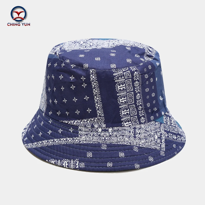 New Hat spring and summer National style cashew flower double-sided collapsible fisherman hat men and women outdoor 