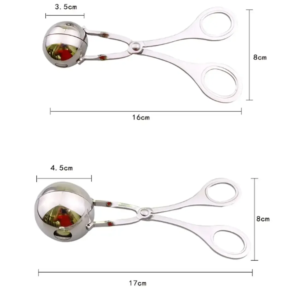 2PCS for Stainless Steel Meat Ball Maker Tongs Spoon Meatball Maker Kitchen Tool Gadget Scissor Grip Handle