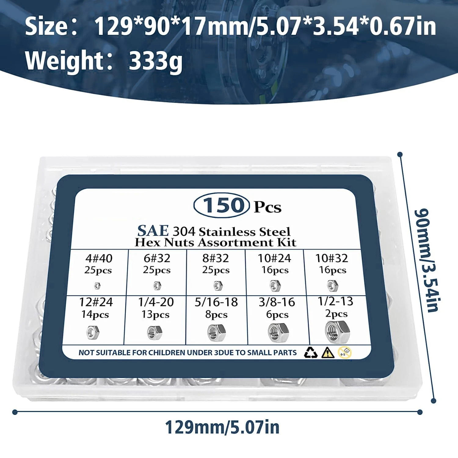 304 Stainless Nuts Kozelo 100pcs Hex Nuts - [#10-32] 304 Stainless Steel 18-8 (A2-70 10-32 Nut 4 thumbnail image