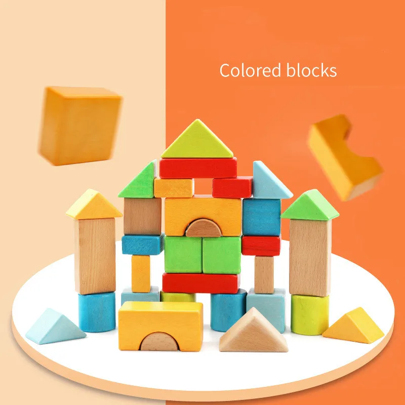 

[Funny] 32pcs/set Wooden large particle Colored building blocks toy children's early education toys baby birthday gift