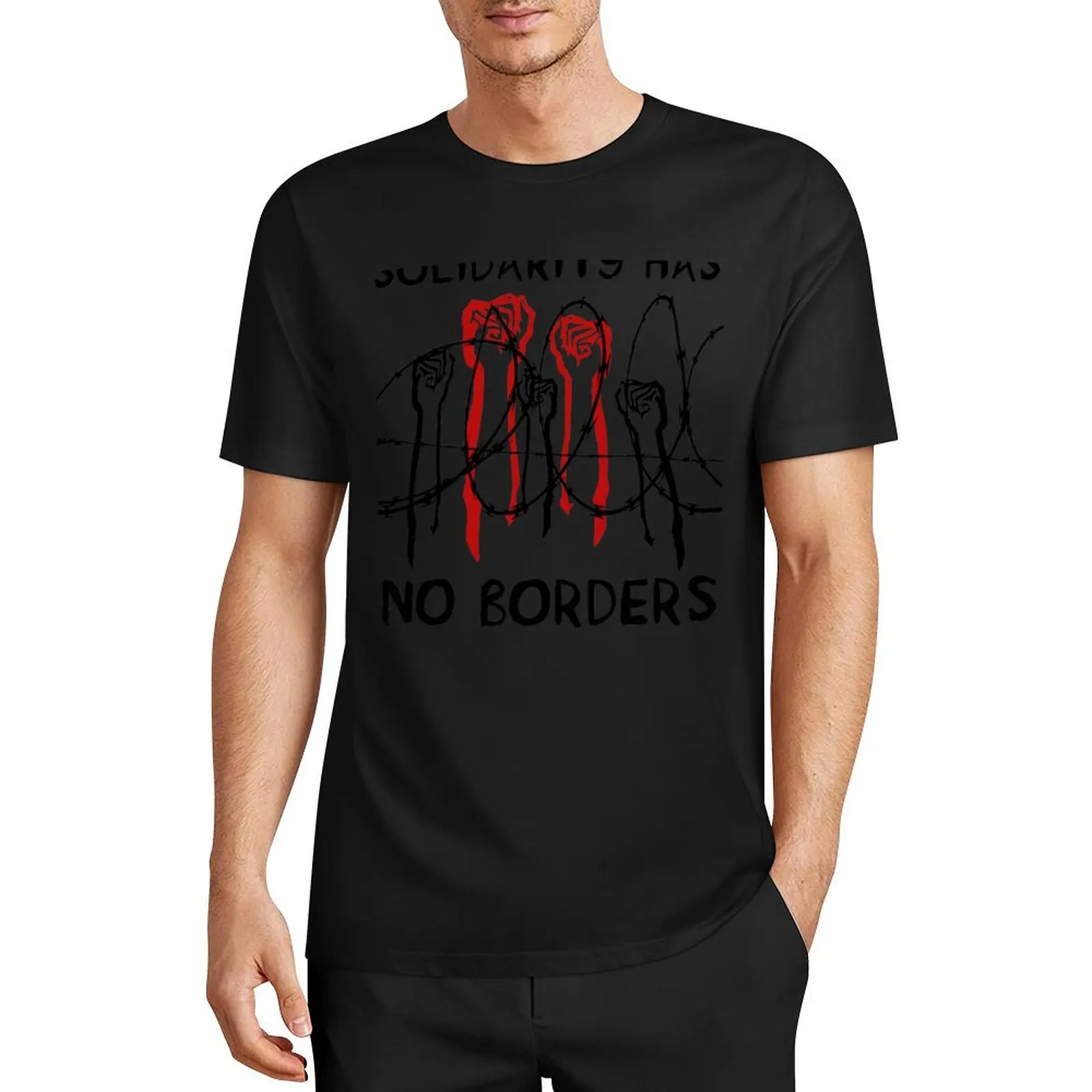 

Solidarity Has No Borders - Immigrant, Refugee, Abolish Ice T-Shirt cute tops customizeds hippie clothes tees T-shirt men