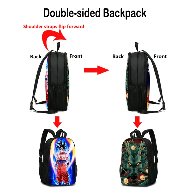 Dragon Ball Goku 3D Printing Double-sided School Bag New Primary School  Student Backpack children's backpack boys and girls(#01) 