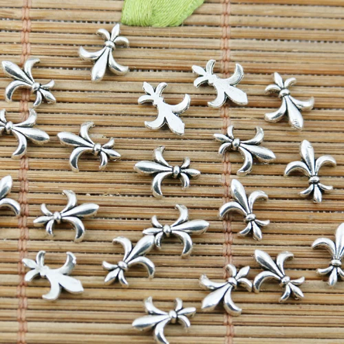 

100pcs 9.7*7.8mm No Hole Tibetan Silver Color Fleur-de-lis Flower Design EF2342 Charms for Jewelry Making