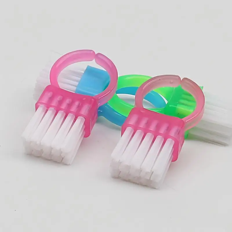 10 Stücke Nagelbürste 3 Farbe Ring Nail art Maniküre Pediküre Weiche Entfernen Staub Kunststoff Reinigung Nagelbürsten Maniküre Pflege Werkzeuge – Detail 8