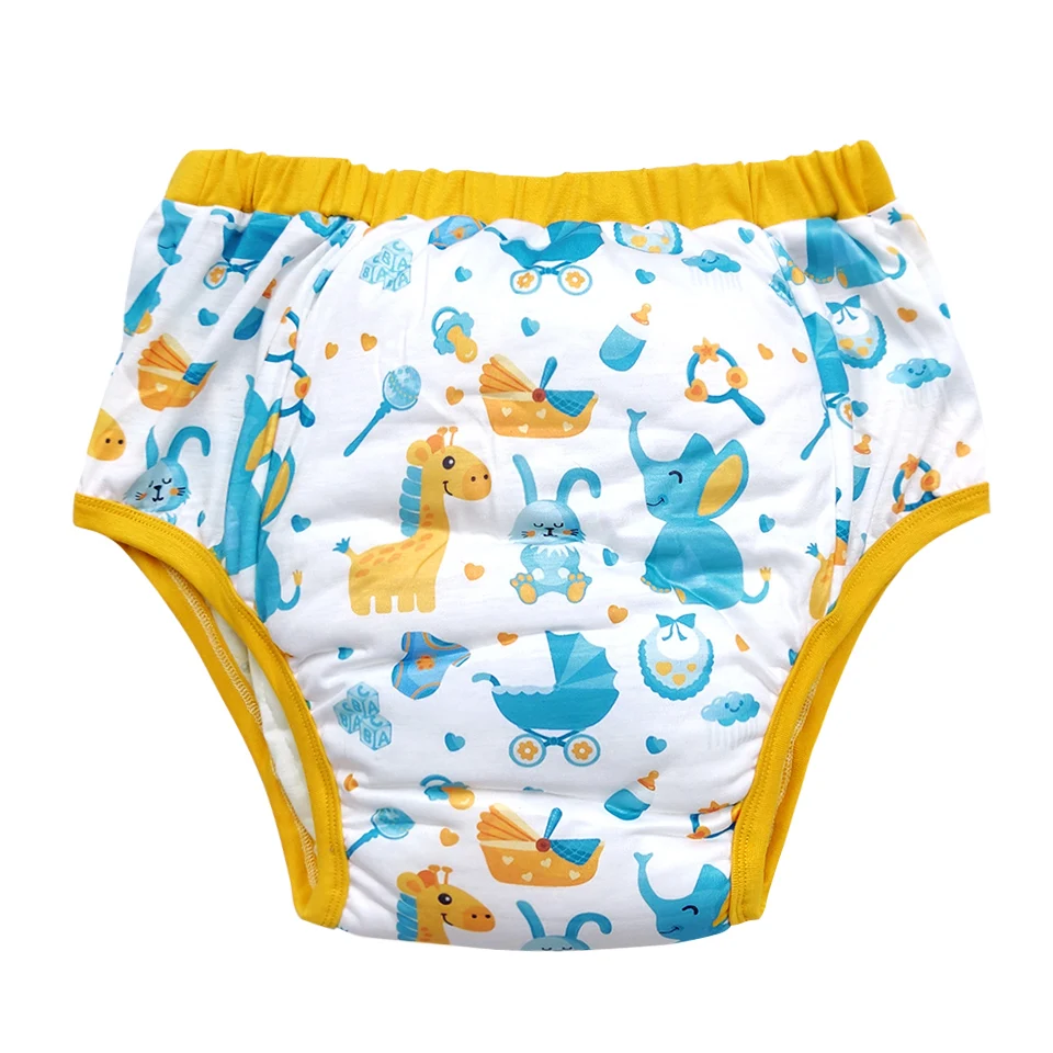 DDLG Adult Printed Trainning Pant Waterproof Adult Baby Nappies Brief With Padding Potty Underweaer Panties For Men