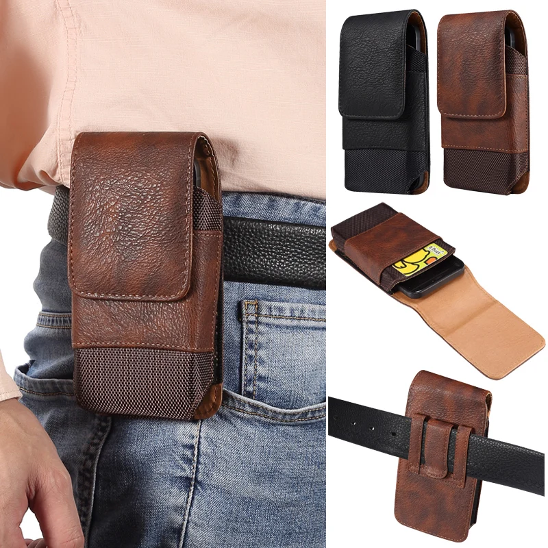 

Cow Leather Pattern Phone Case for iPhone 14 13 12 pro Max Samsung S23 S22 Cover Mi Max Universal Hanging Waist Belt Holster Bag