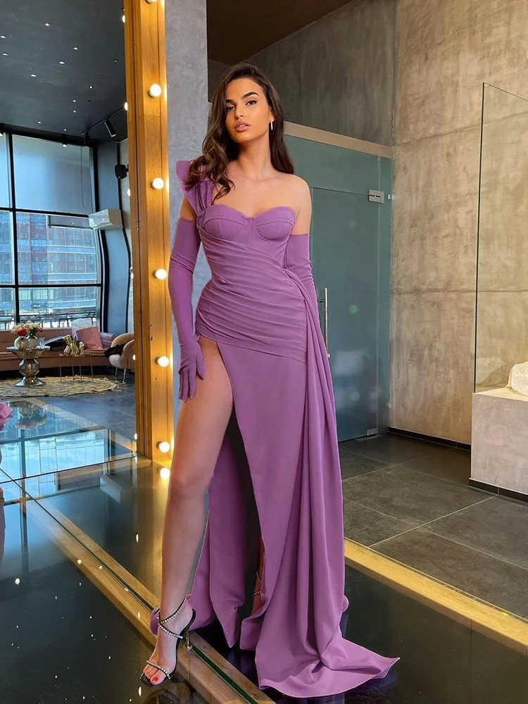 Напольное платье Zoctuo Partywear женское лоскутное на одно плечо со складками с высоким