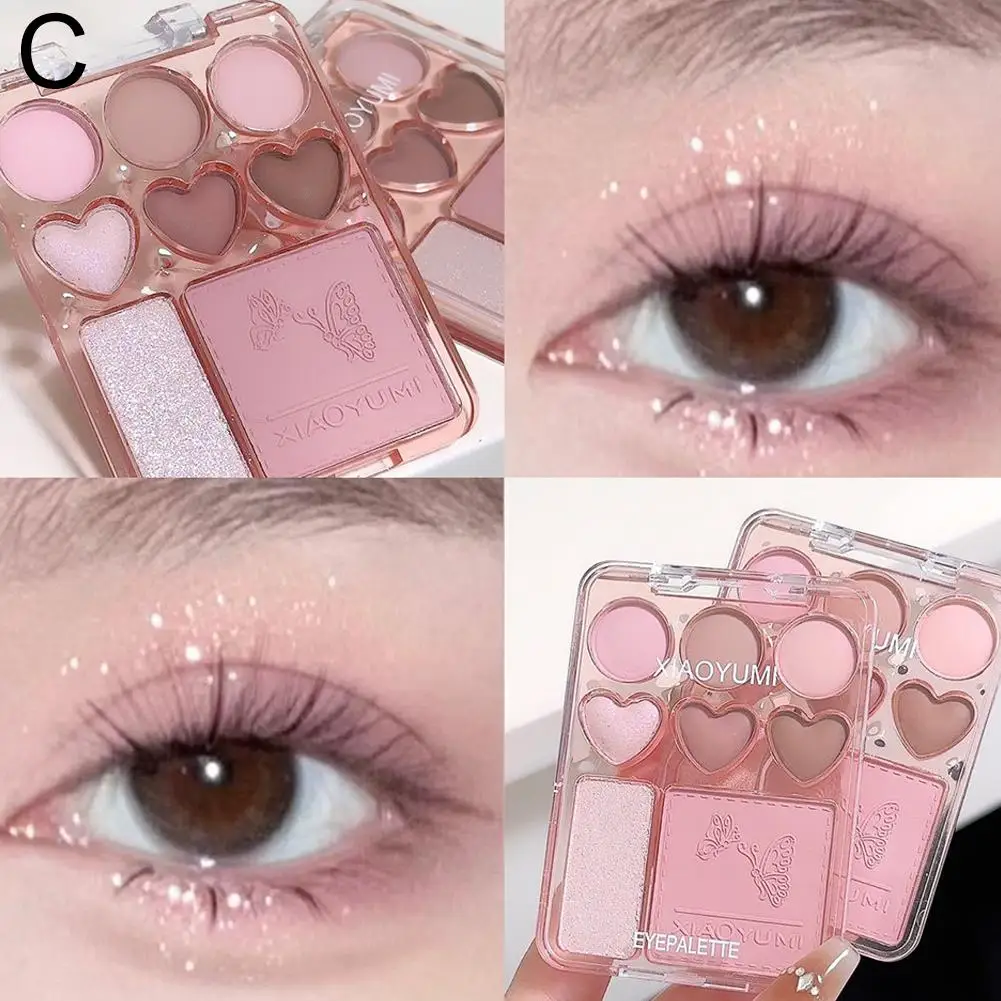 8 Colors Love Eyeshadow Palette Pearly Glitter Shiny Makeup Eyeshadow Beuaty Highlighter Powder Cosmetics Blusher Brighten