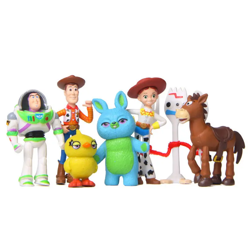 Hot 7pcs/Set Toy Story 4 Action Figures Toys Woody Jessie Buzz Lightyear Forky Pig Bear Figura Model Doll Figurine Kids Gifts - 2