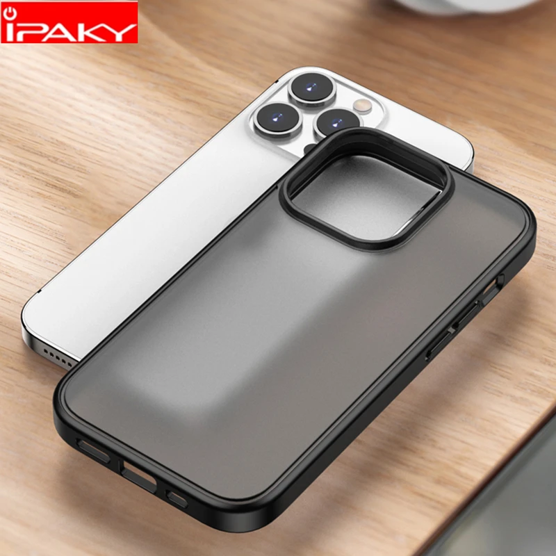 

IPAKY for iPhone 14 13 12 Case 14 Pro 14 Plus Case Black Matte Translucent Shockproof Case for iPhone 12 13 14 Pro Max Case