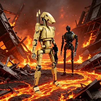 Kit Modello di Droide da Combattimento Sci-Fi, Figura Robot da Costruire MOC, Set da Collezione Dettagliato per Esposizione