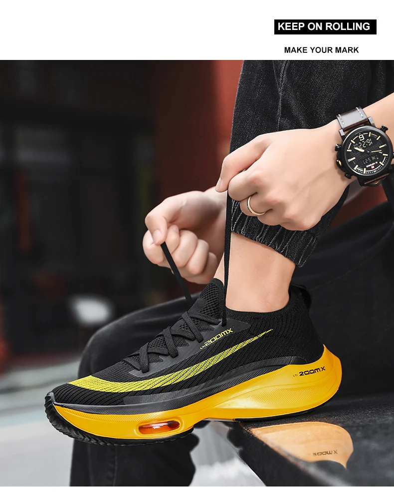 Unisex Fashion Men's Sneakers Lace Up Round Toe Cushioning Running Shoes for Woman Trainer Race Breathable Couple Tenis Shose