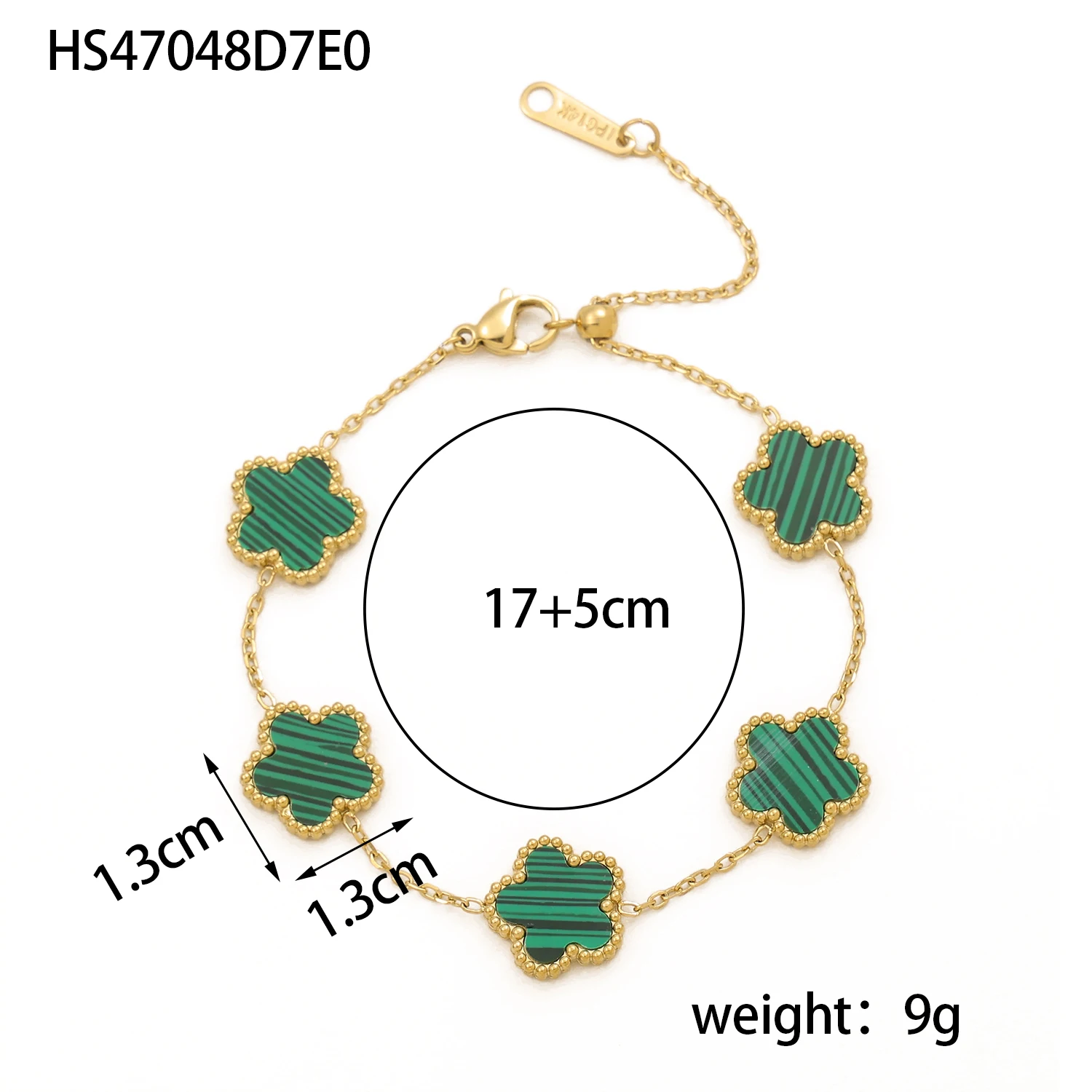 GD High Quality 18k Gold Plated Stainless Steel Green Clover