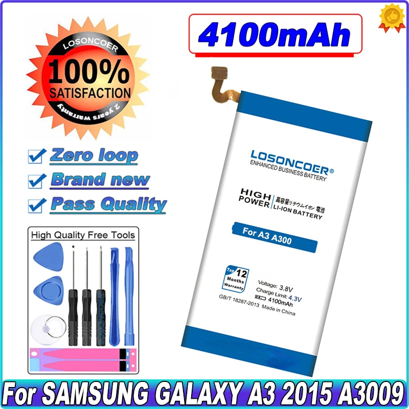 

LOSONCOER 4100mAh Battery For Samsung Galaxy A3 2015 A3009 A300 A3000 A300H A300F A300G/M/FU A300X EB-BA300ABE Battery