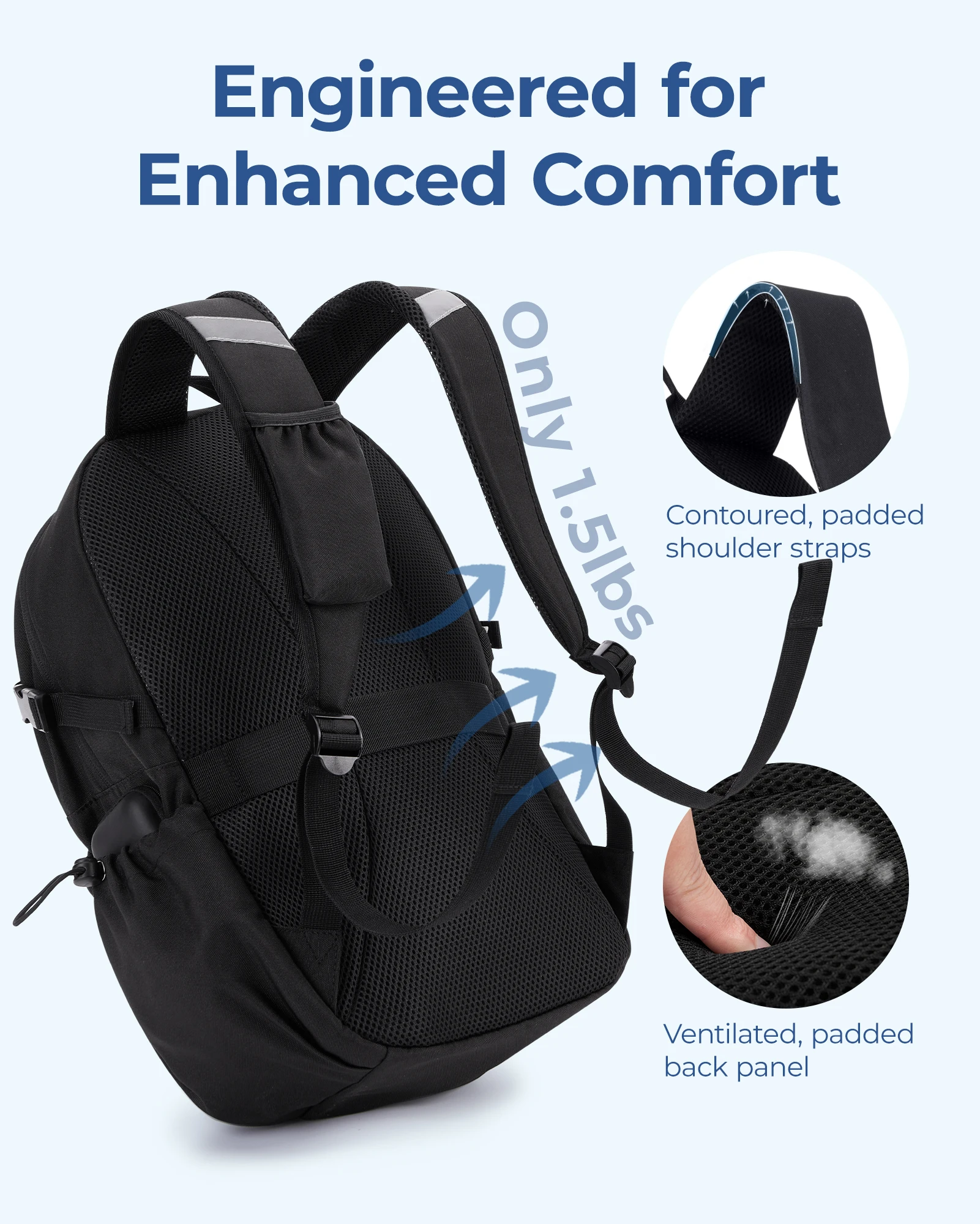 BAGSMART Casual Travel Backpack for Men and Women Lightweight 15.6" Sport Bag Large Weekender Bag Waterproof Bookbag for College 6