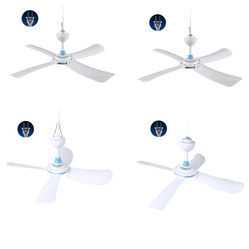 220V 8-20W 4개의 플라벨럼 천장 선풍기 42/62/80/92cm/16.5-36.2인치 무소음 걸이형 팬