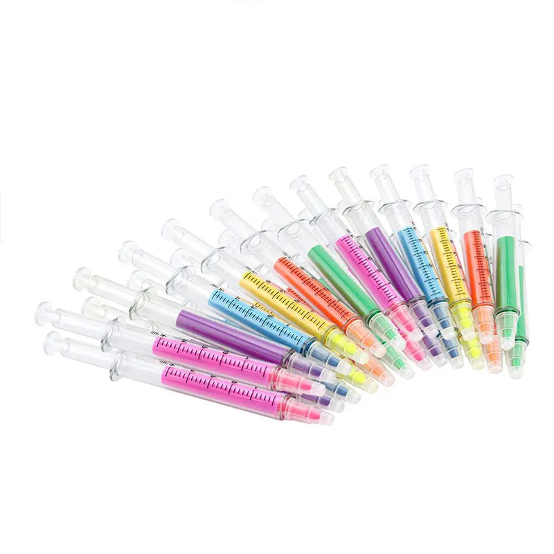 30Pcs Nurse Needle Syringe Shaped Highlighter Marker Marker Pen Stationery School Supplies