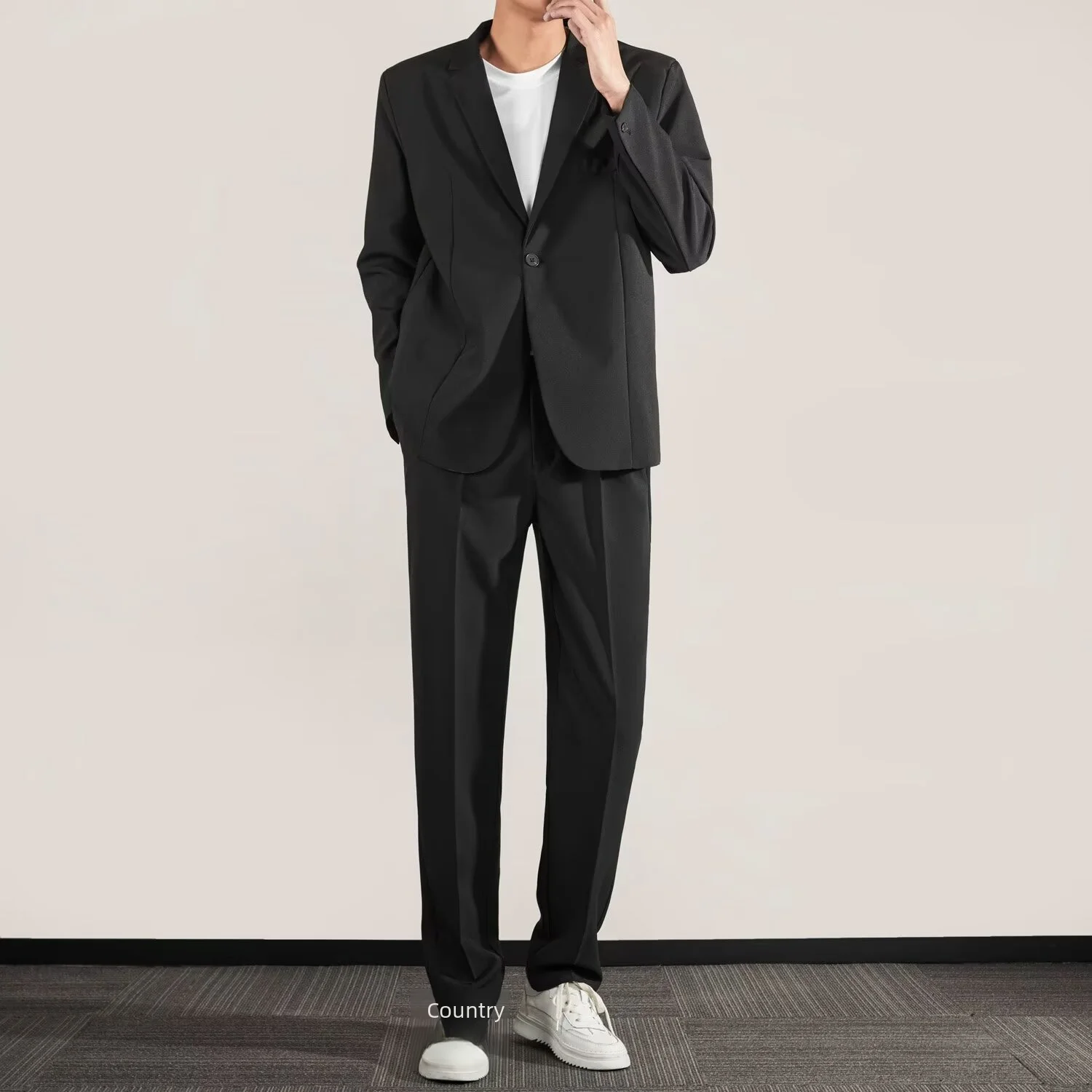 Casual Business Solid Color Western-style Clothes Suit For Men Trendy In Spring No Ironing Required Korean Style