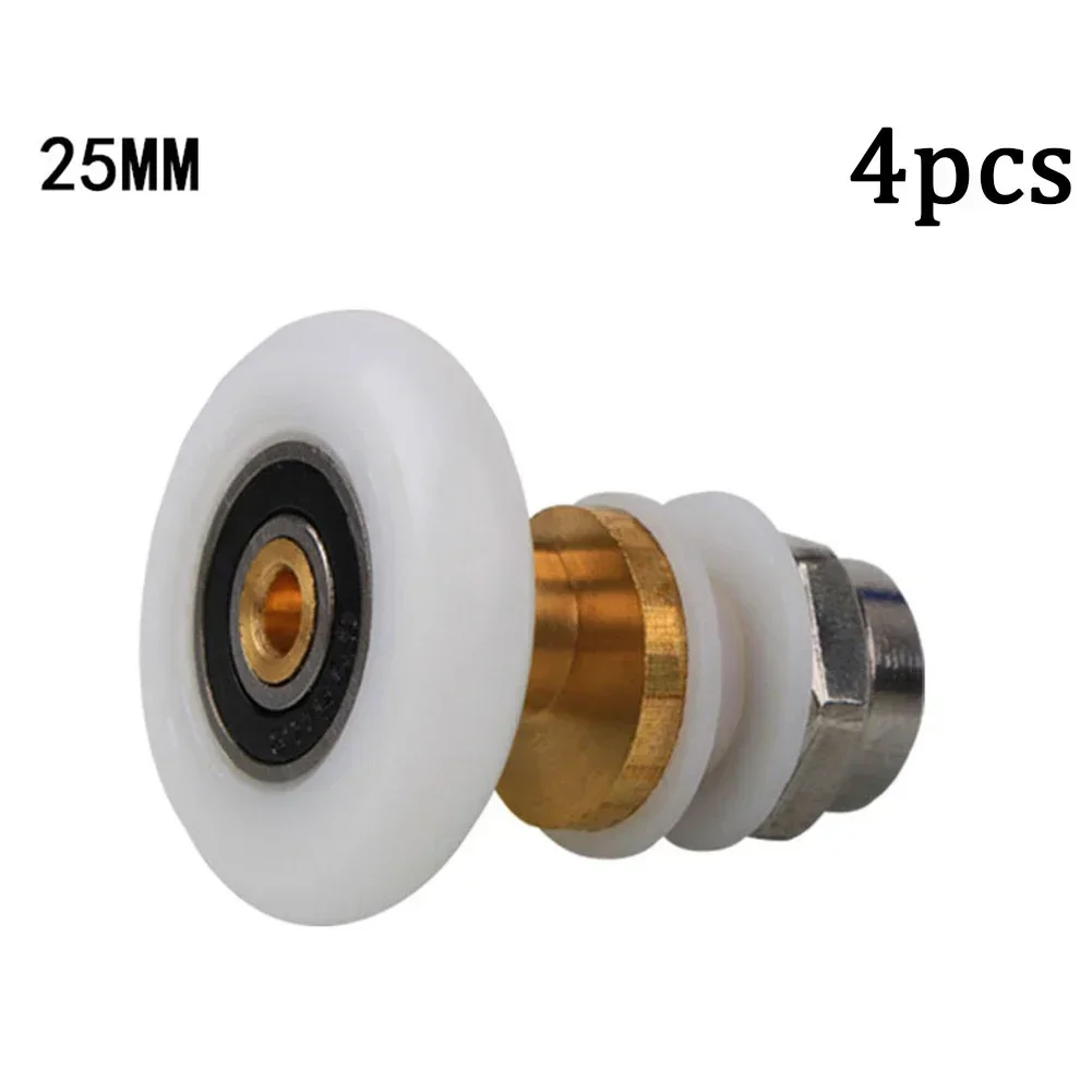Shower Door Pulley 4pcs Bathroom Sliding Glass Door Wheels Nylon Copper Roller Cabinet Eccentric Pulleys Bearing Roller Hardware shower room pulley shower door rollers sliding door roller shower room rollers nylon bearing pulley sliding door pulley
